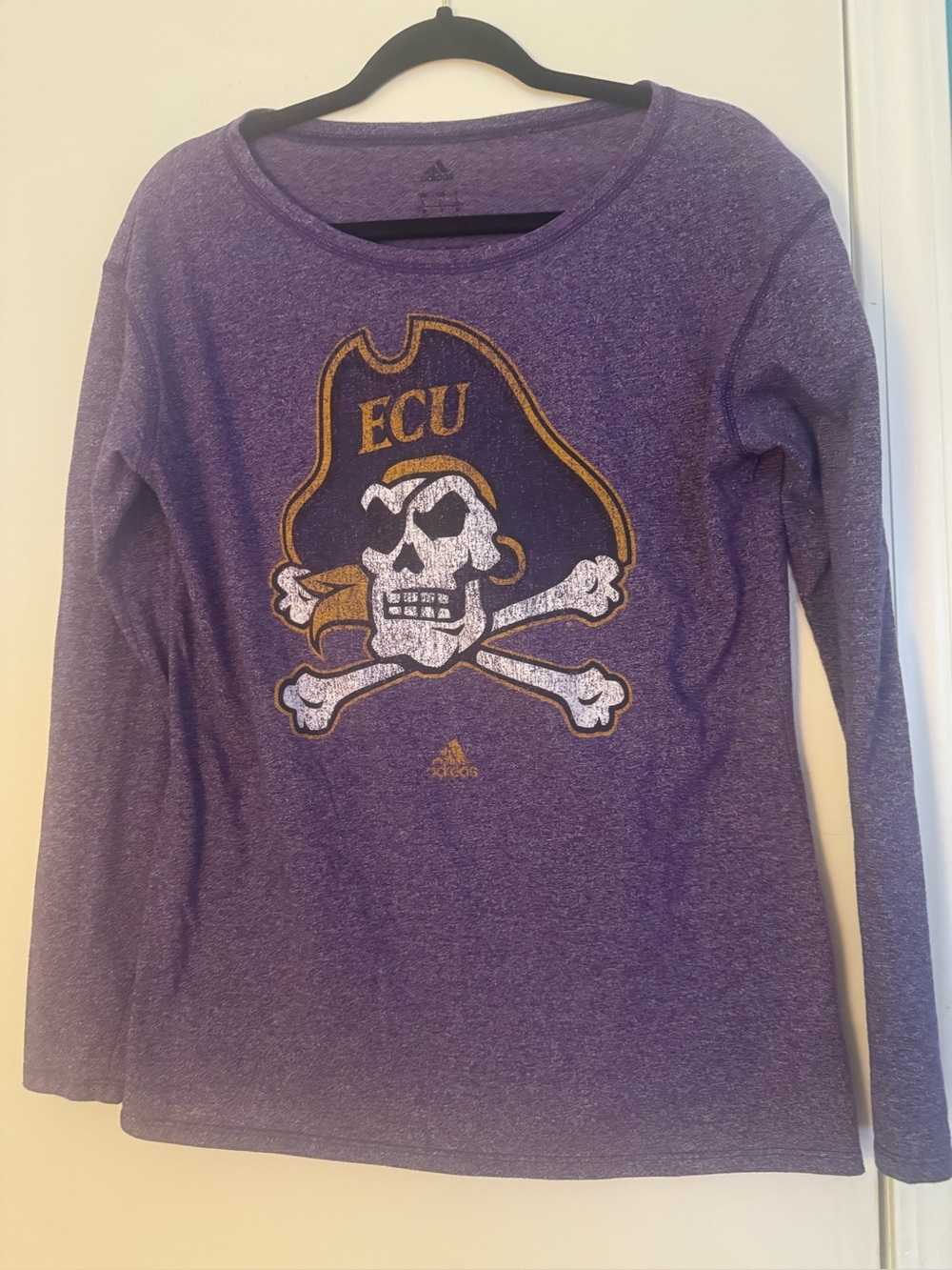adidas Purple Long Sleeve ECU Pirate Graphic Tee with Gold Detail